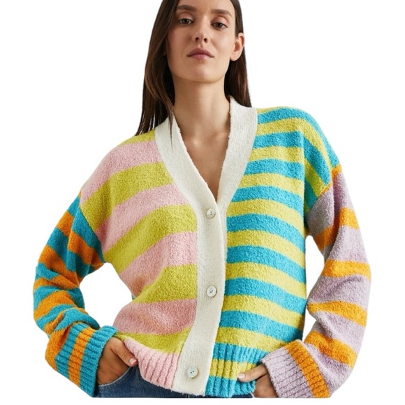 Rails Sweaters - Rails Geneva mixed stripe v neck cardigan sweater size XS NWT